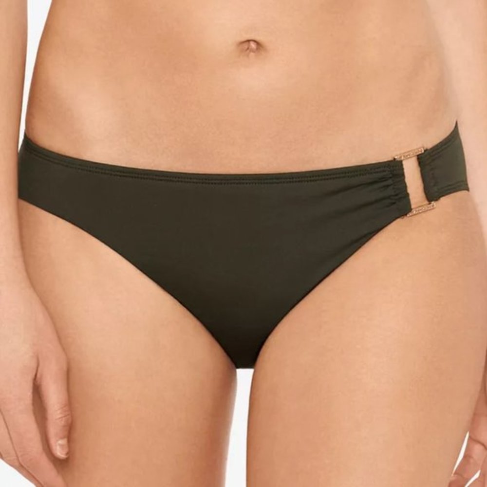 Lauren Ralph Lauren Beach Club Metallic-Ring Bikini Swim Bottoms Olive‎ 14